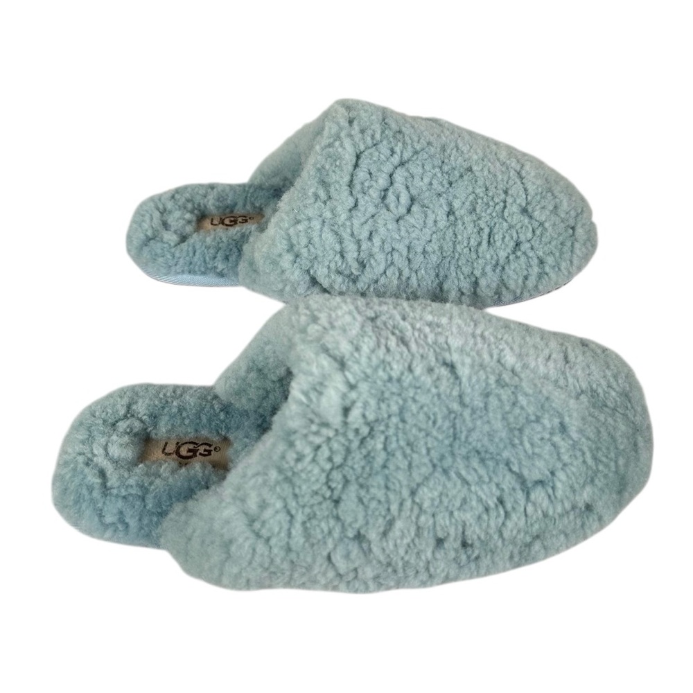 UGG Scuffita Sheepskin Slide Slippers in light blue